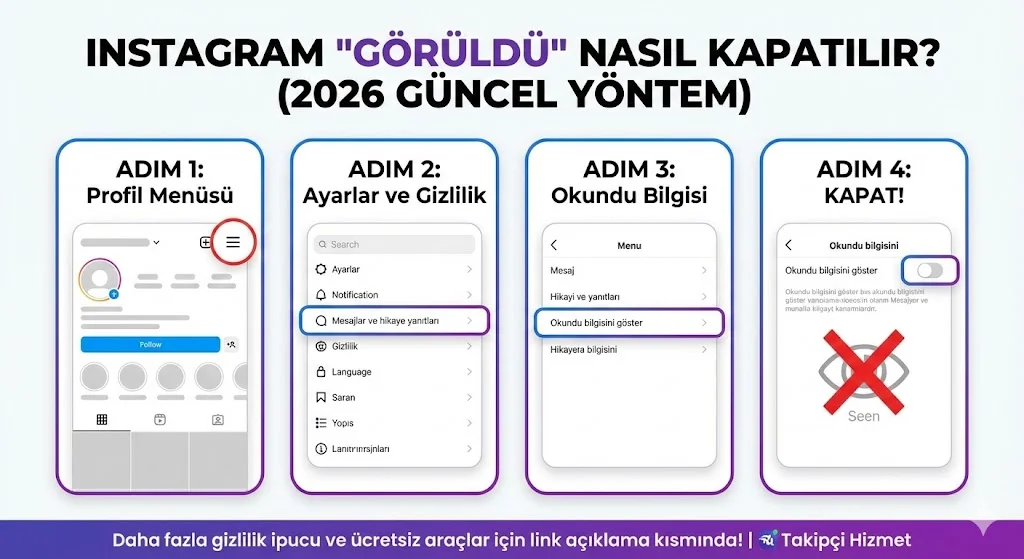 Instagram Görüldü Nasıl Kapatılır? 2026 Güncel