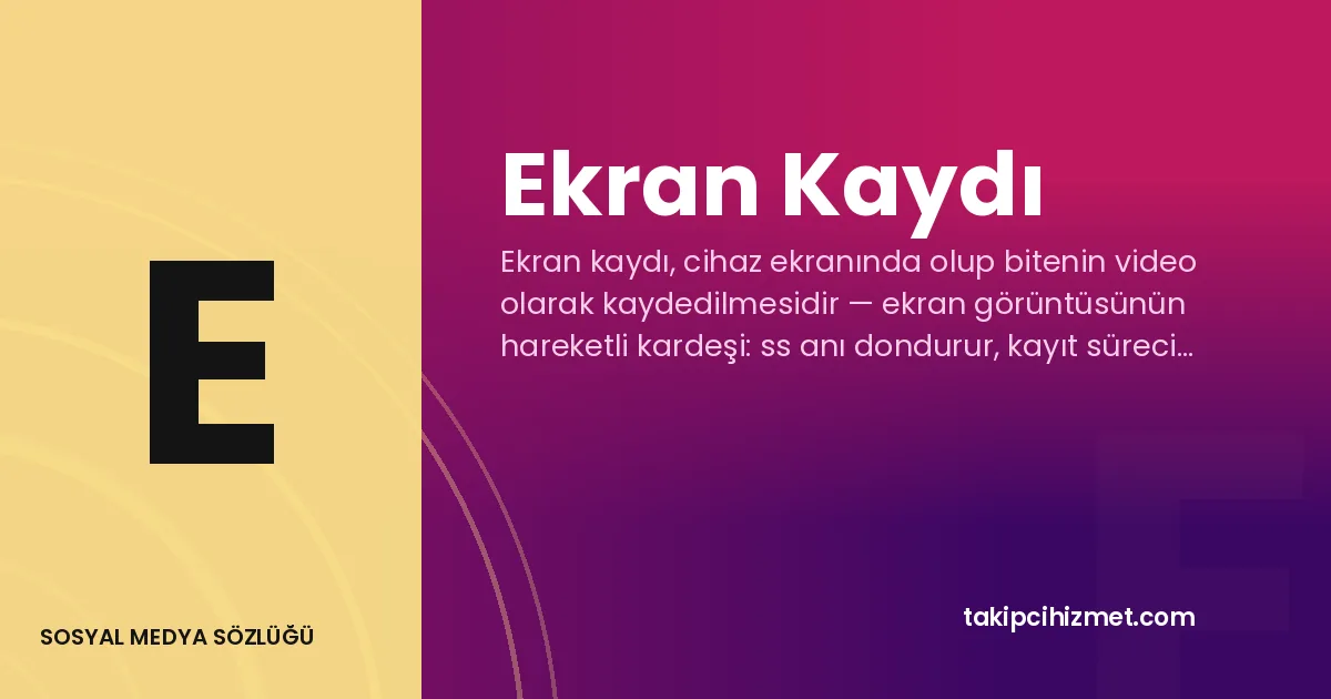 Ekran Kaydı — sosyal medya sözlüğü