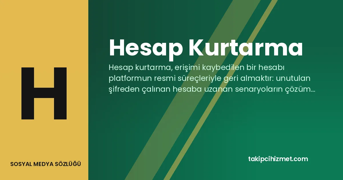 Hesap Kurtarma — sosyal medya sözlüğü